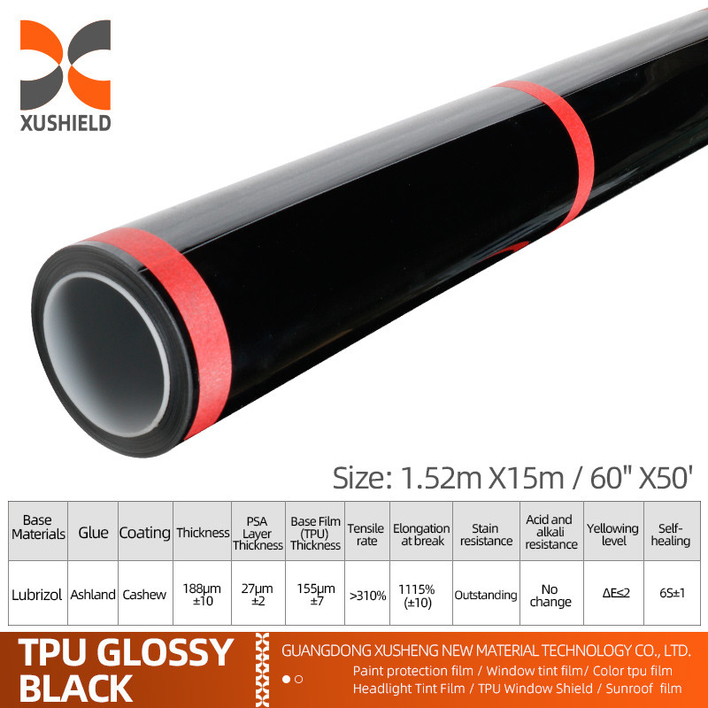 XUSHIELD 8.5mil Hoog glanzende hydrofobie hoge kwaliteit Anti-Kratten Warmte reparatie Duidelijke TPU Auto Verf Beschermingsfilm