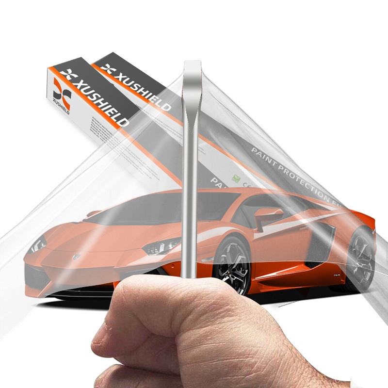 XUSHIELD 8.5mil Hoog glanzende hydrofobie hoge kwaliteit Anti-Kratten Warmte reparatie Duidelijke TPU Auto Verf Beschermingsfilm