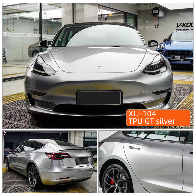 TPU GT zilver 1.52*17m Super Glossy Auto wrap Anti-Scratch Zelfherstellende Transparante Verf TPU PPF Beschermingsfilm Roll Car Beschermingsfilm
