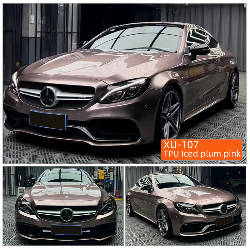 TPU Iced Plum Pink PPF 5 jaar garantie Anti-geel zelfherstellend 1.52*17m TPU autoverf beschermfilm