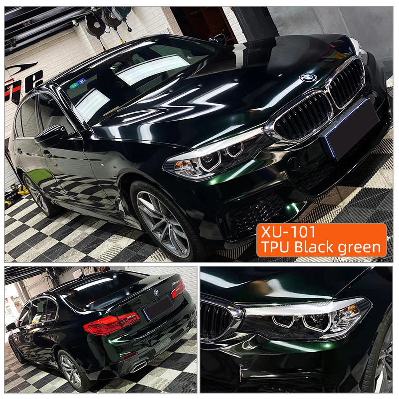 TPU Zwarte groene autofilms Kleurverandering PPF Vloeibare metaal Rood Auto 1.52*17m/rol Ppf Verfbeschermingsfilm Kleur PPF-film