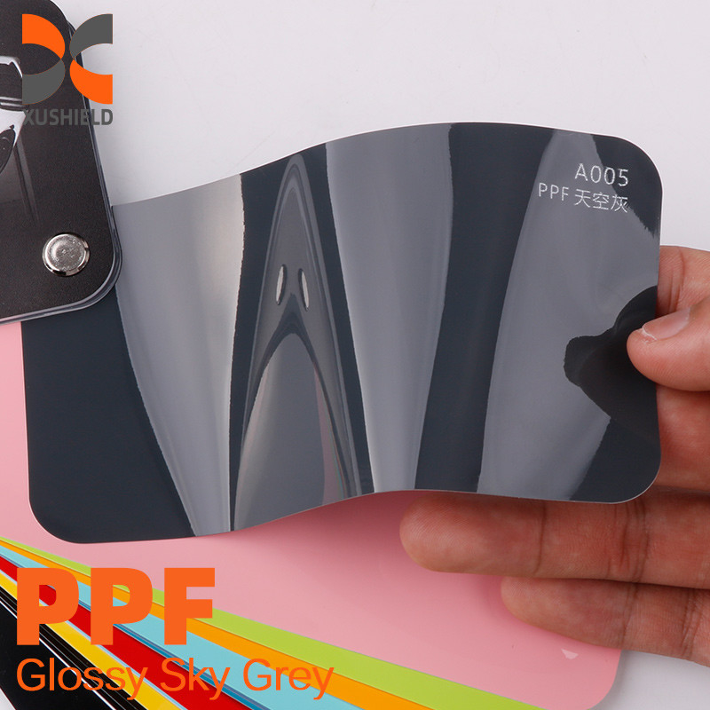 XUSHIELD kleur zelfherstellende verfbeschermingsfilms auto wrap vinyl glans zwart ppf tpu film Glossy Miami Blauw